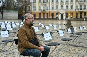 Empty Chairs human rights action in Kyiv