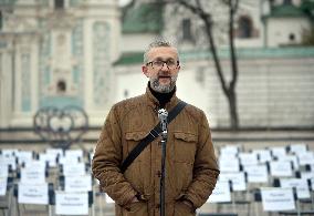 Empty Chairs human rights action in Kyiv