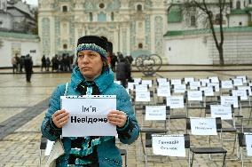 Empty Chairs human rights action in Kyiv