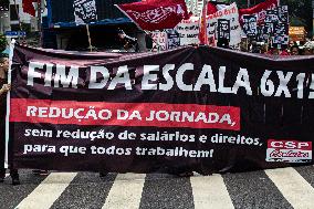 Protest For An End To The 6X1 Work Schedule In Brazil