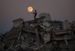 Full Beaver Moon In Gaza, Palestine