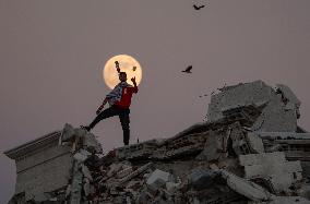 Full Beaver Moon In Gaza, Palestine