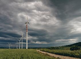 Wind Power In Motion On The Hills Of Rocchetta Sant’Antonio