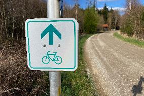 Rural Cycling Path Road Sign