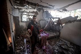 Aftermath of Israeli Airstrike in Gaza, Palestine