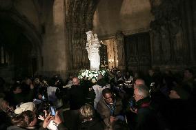 The Return To Notre-Dame In Paris Of The "Vierge à L'Enfant" Statue