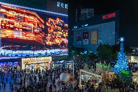 A 17-meter-high LED Christmas Tree in Chongqing