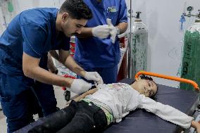 Strikes' Victims Taken To Al-Awda Hospital - Gaza