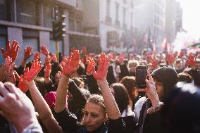 No Meloni Day Student Demonstration In Milan