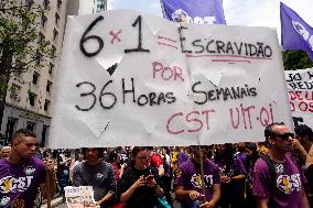 Labor Activists Demonstrate In São Paulo