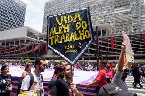 Labor Activists Demonstrate In São Paulo