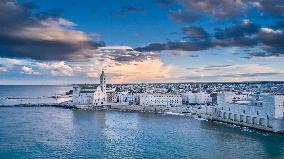 Drone View Of Trani Cathedral From The Sea