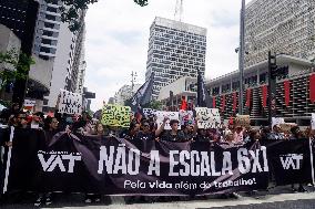 Labor Activists Demonstrate In São Paulo