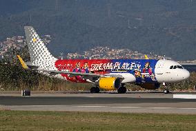 FC Barcelona womens team flies to Madrid on Vueling new plane