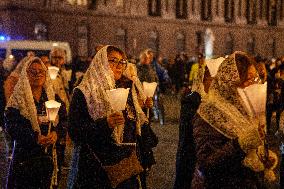 The Procession Of The Statue Of The Virgin Mary