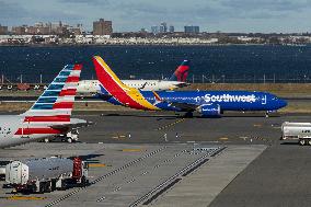 Southwest Airlines Boeing 737 Aircraft In LaGuardia Airport