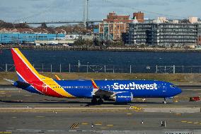 Southwest Airlines Boeing 737 Aircraft In LaGuardia Airport