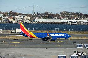 Southwest Airlines Boeing 737 Aircraft In LaGuardia Airport