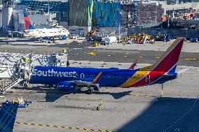 Southwest Airlines Boeing 737 Aircraft In LaGuardia Airport