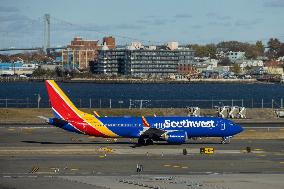 Southwest Airlines Boeing 737 Aircraft In LaGuardia Airport