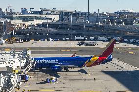 Southwest Airlines Boeing 737 Aircraft In LaGuardia Airport