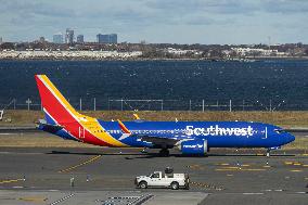 Southwest Airlines Boeing 737 Aircraft In LaGuardia Airport