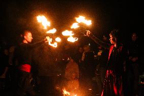 Fire Dancers Perform In Linköping