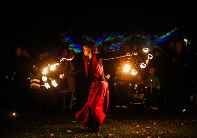 Fire Dancers Perform In Linköping