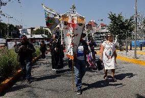 Residents Of The Town Of Xoco In Coyoacán, Mexico City, Protest Outside The Mitikah Shopping Mall