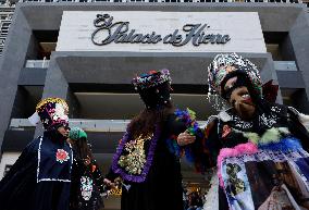 Residents Of The Town Of Xoco In Coyoacán, Mexico City, Protest Outside The Mitikah Shopping Mall