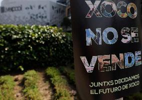 Residents Of The Town Of Xoco In Coyoacán, Mexico City, Protest Outside The Mitikah Shopping Mall