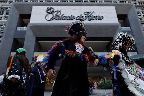 Residents Of The Town Of Xoco In Coyoacán, Mexico City, Protest Outside The Mitikah Shopping Mall