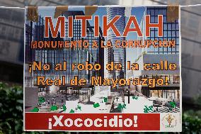 Residents Of The Town Of Xoco In Coyoacán, Mexico City, Protest Outside The Mitikah Shopping Mall