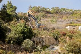 Palestinian House Demolished After Israeli Airstrikes - Hebron