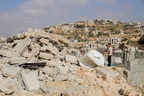 Palestinian House Demolished After Israeli Airstrikes - Hebron