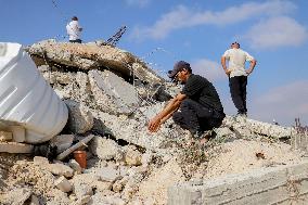 Palestinian House Demolished After Israeli Airstrikes - Hebron