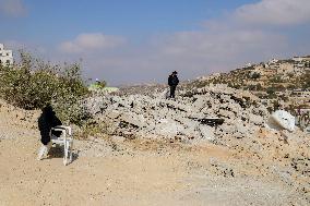 Palestinian House Demolished After Israeli Airstrikes - Hebron