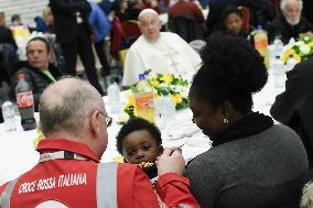 Pope Francis Attends A Lunch With The Poor - Vatican