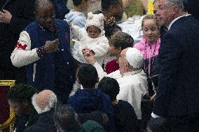 Pope Francis Attends A Lunch With The Poor - Vatican