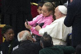 Pope Francis Attends A Lunch With The Poor - Vatican