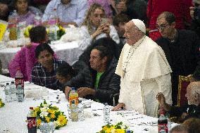 Pope Francis Attends A Lunch With The Poor - Vatican