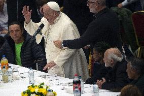 Pope Francis Attends A Lunch With The Poor - Vatican