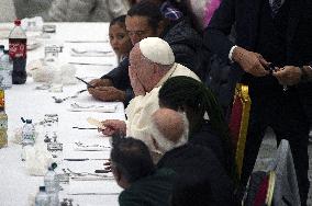 Pope Francis Attends A Lunch With The Poor - Vatican