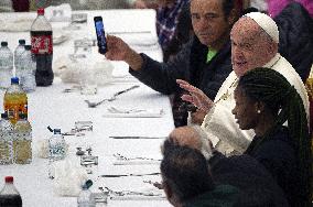 Pope Francis Attends A Lunch With The Poor - Vatican