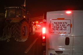 French Farmers Gather On The RN118 Road Southwestern Paris