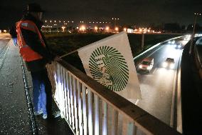 French Farmers Gather On The RN118 Road Southwestern Paris