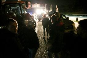 French Farmers Gather On The RN118 Road Southwestern Paris