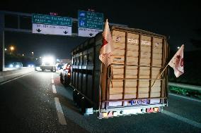 French Farmers Gather On The RN118 Road Southwestern Paris