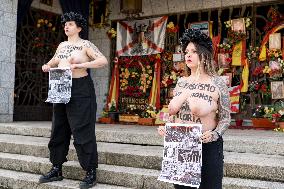 FEMEN Protests Against the Tributes to Franco's Death - Madrid