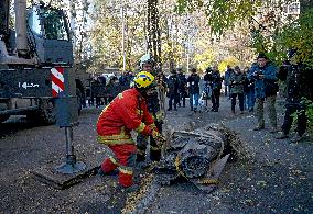 Aftermath of massive Russian missile and drone attack in Kyiv